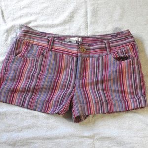 💜 Forever 21 / Love 21 Colorful Rainbow Striped Cotton Shorts